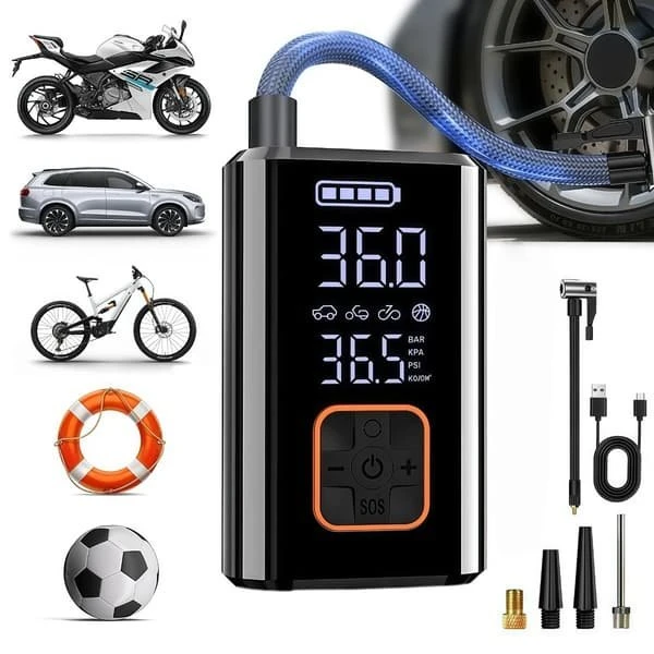 Trådløs dækkompressor 80W - 150psi med USB-C og LED-lys