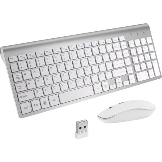 Trådløst tastatur og mus kombinationssæt - Sølv