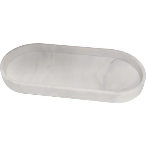 Oval Marmor Aroma Opbevaringsbakke i Silikone, 2-pak, White, 25x11x2cm