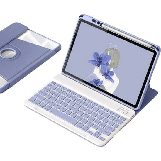 360° Roterende Bluetooth Tastatur Cover til iPad 11 & 10 - Lavendel