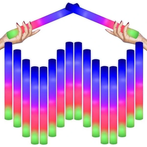 12 stk. Farverige LED Skum Glow Sticks til fest