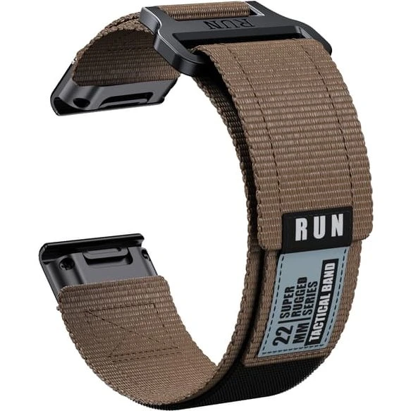 Garmin Fenix 8 Nylon Vævet Rem, Brown, 22 mm