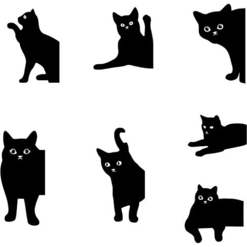 Magnetiske bogmærker med søde sorte katte