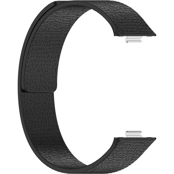 Silikone Rem med Lædertekstur til Huawei Watch Fit 3, 4 & 4 Pro - Sort