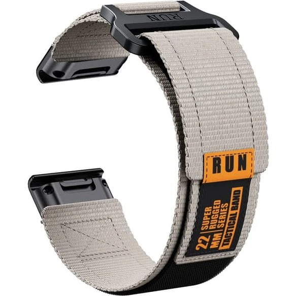 Garmin Fenix 8 Nylon Vævet Rem - Grey Orange 22 mm
