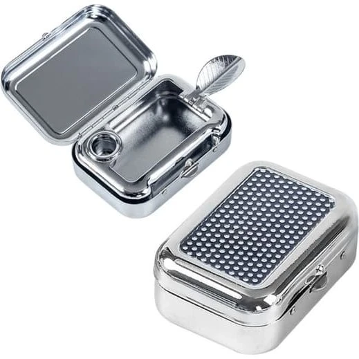 Mini Bærbart Askebæger i Aluminium - Sort med Fjederlåg