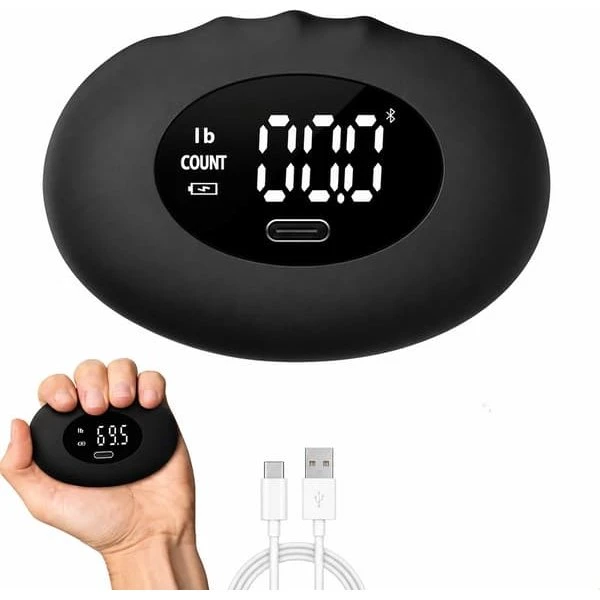 Digitalt Hånddynamometer - Genopladelig Grebsstyrketester (Sort)