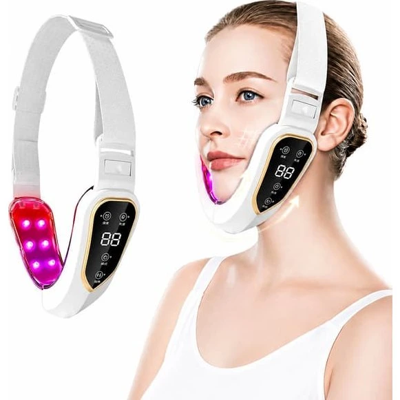 V-Ansigtsløftende Massager med 12 niveauer & LED-lys, White