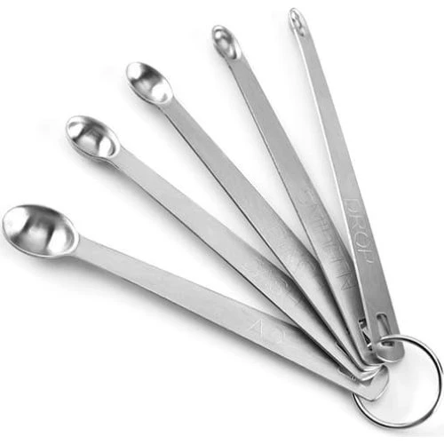 Mini måleskefuldsæt i rustfrit stål - 5 dele