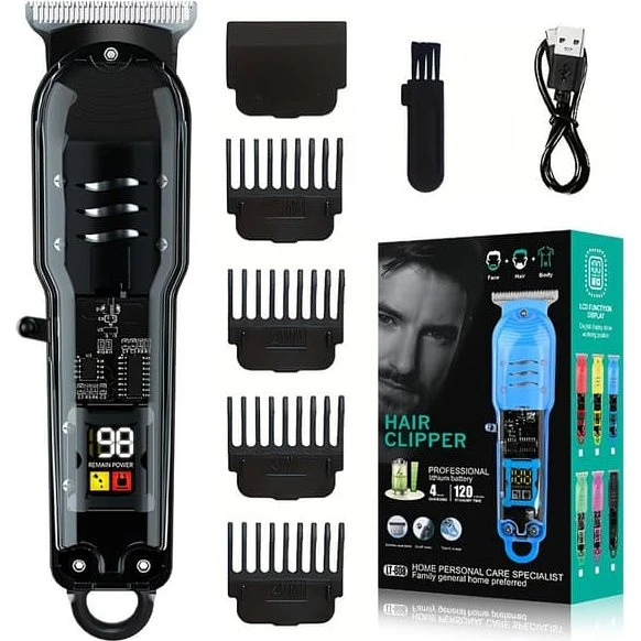 Professionel hårklipper trimmer med LED-display - Black