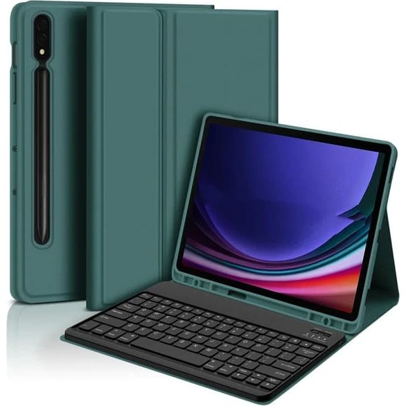 Bluetooth Tastatur Etui til Samsung Galaxy Tab S7 FE 5G - Mørkegrøn
