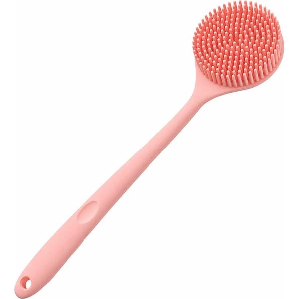 Silikone Massagebørste med langt håndtag – Pink