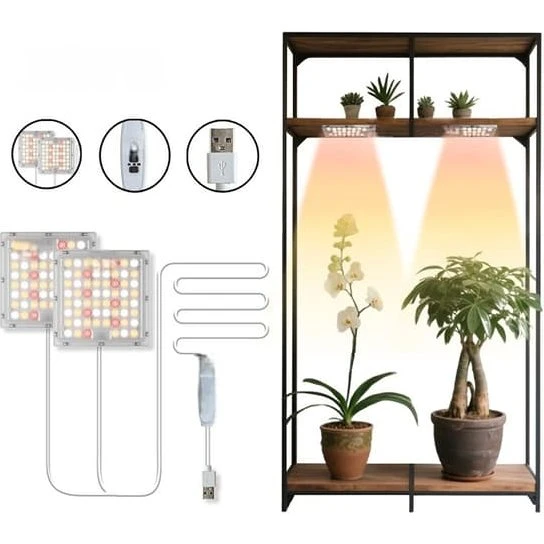 Dobbelt Hoved LED Plantelys med Timer - Fuld Spektrum