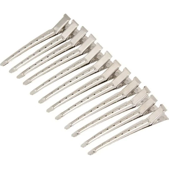 Store Hårklemmer med Huller, Sølv Metal, 12 stk.