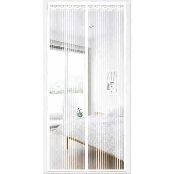 Magnetisk myggenet dørgardin, 90x210cm, hvid