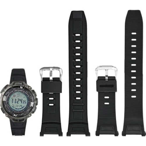 Urrem til Casio PRG-130Y, PAW og PRW-1500 - Sort/Sølv TPU