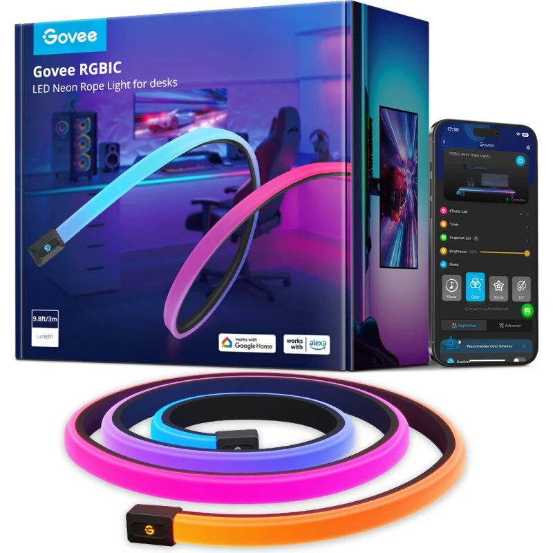 Govee H61C3 RGBIC LED Neon Rope Lysstrip Wi‑Fi/Bluetooth, Sort
