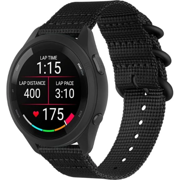 Nylon urrem til Garmin Forerunner 965/955/945/255/265 - Sort 20 mm
