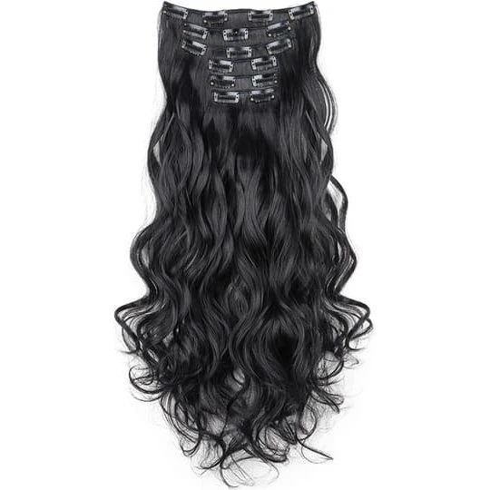 16 Clips Krøllede Hår Extensions - 6 Stk