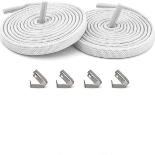 No Tie elastiske flade snørebånd med spænde - White