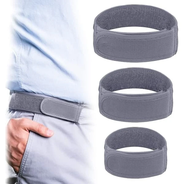 Elastisk herrebælte i nylon med velcro - Grå, L