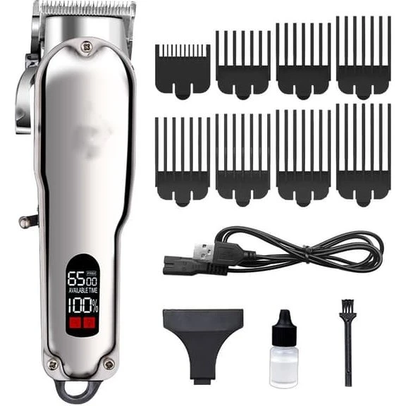 Professionel hårtrimmer med USB og 8 afstandskamme