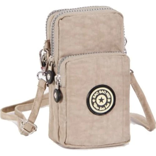Skuldertaske Crossbody i Beige Polyester