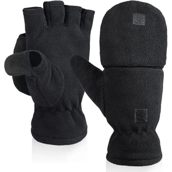 Flip-up polar fleece handsker uden fingre, S