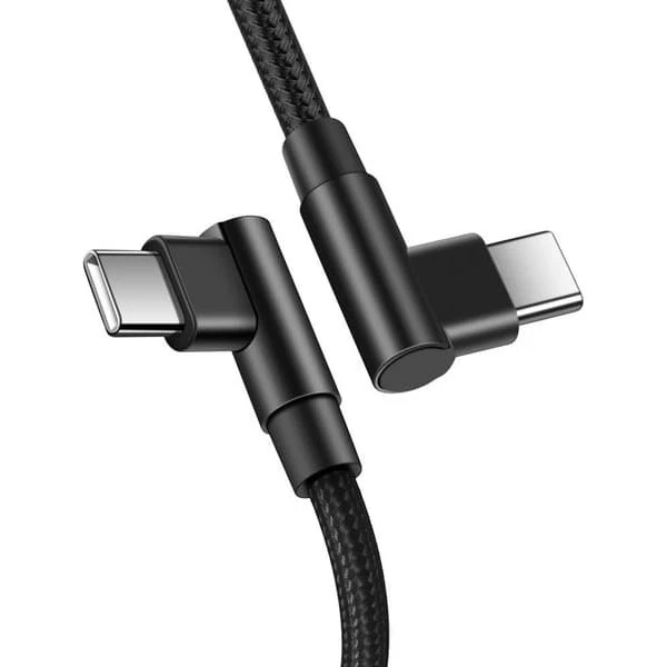 Vinklet USB-C til USB-C datakabel - 1 m - PD60W