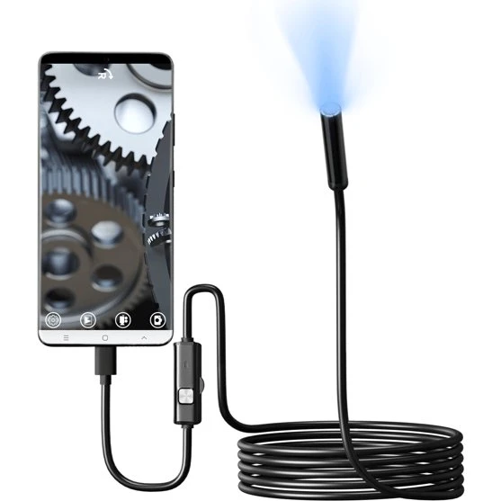 Inspektionskamera 5,5 mm objektiv, LED, IP67, 10 m, USB-C