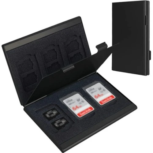 Premium hukommelseskortetui i aluminium - Black