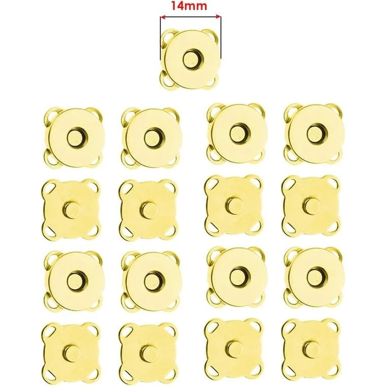 18 mm magnetiske fastgørelseselementer til syning, 10-pak, Gold