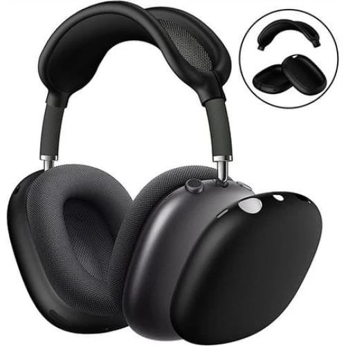 AirPods Max Beskyttelsessæt - Silikone Cover & Puder - Black