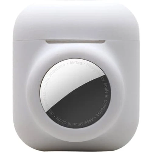 2-i-1 Silikone Etui til AirPods 1/2 & AirTag - Hvid