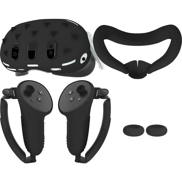 Meta Quest 3 Tilbehørssæt: Controller Grip & Face Cover - Sort