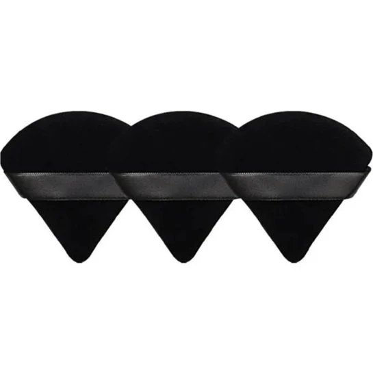 3-pak trekantede powder puffs - Vaskbare makeupsvampe