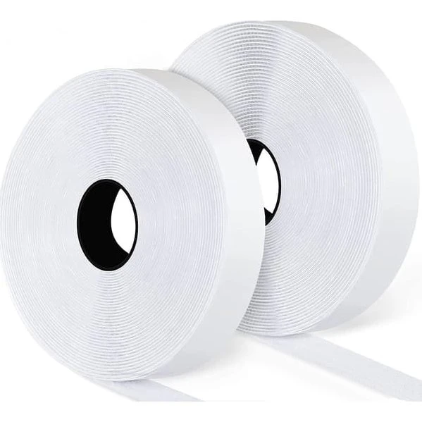 Velcro med selvklæbende tape, hvid, 3 cm x 8 m