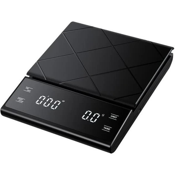 Kaffevægt med timer, 5 kg/0,1 g, USB-opladning - Black