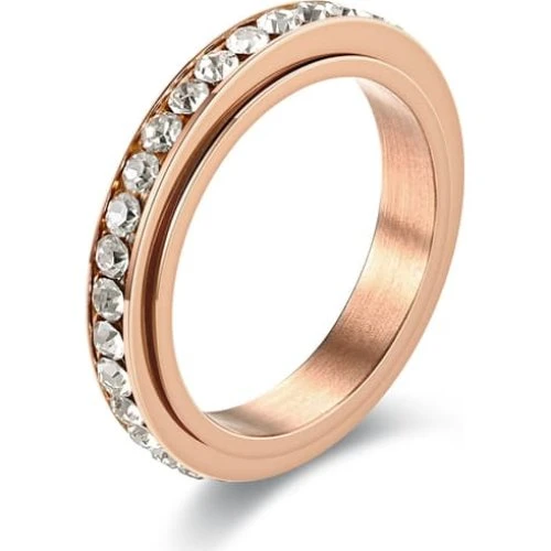 Roterbar anti-stress ring PinkGold 19.9 mm med zirkon