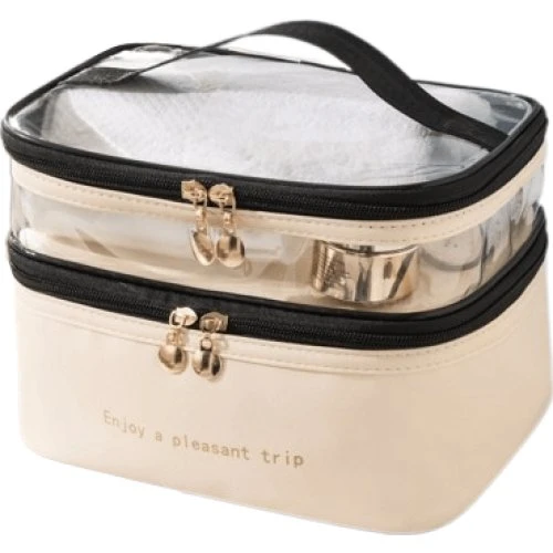 Make-up taske Beige i Oxford stof - 21x16x8 cm