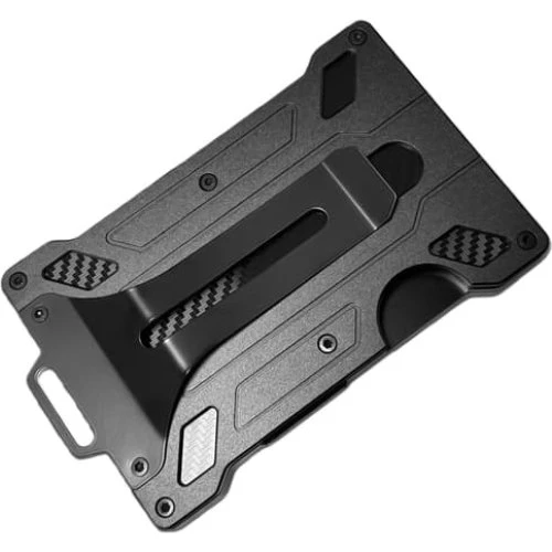 RFID Kreditkortholder med Cash Clip - Black - Kulfiber & Stål