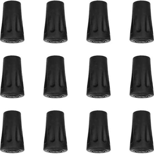 Fødder til vandrestave, 12-pak, Black