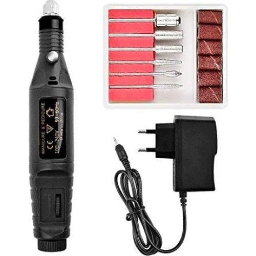 Elektrisk neglefil med 6 bor - Black