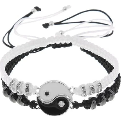 Yin Yang Halskæde- og Armbåndssæt i Sølv