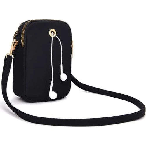 Crossbody mobiltaske Black - Slank minitaske i Oxford klud