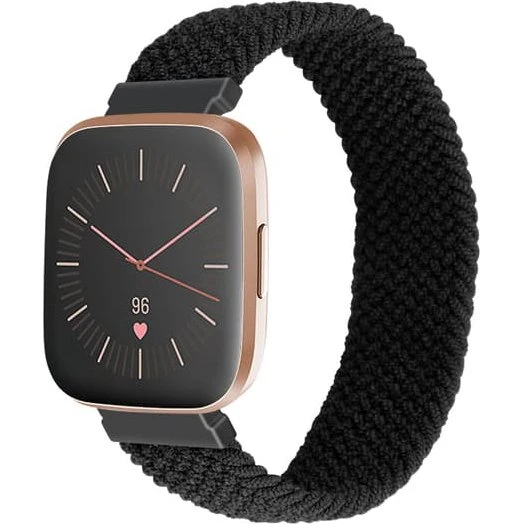 Urrem Urrem Nylon Black til Fitbit Versa & Versa 2 - L