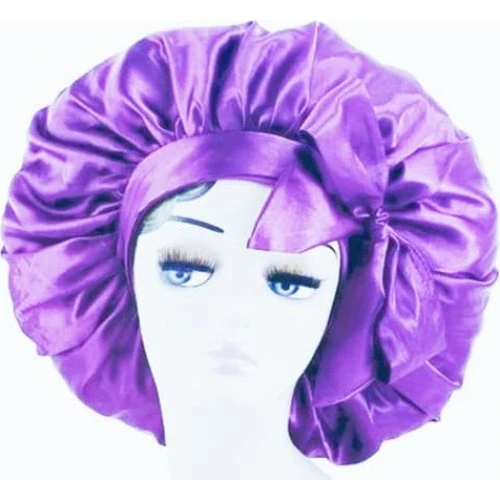 Sovehætte i morbærsilke - Purple