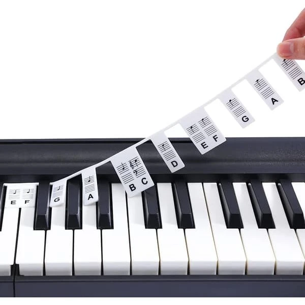 Aftagelige klaver- og keyboardetiketter 88 tangenter, White