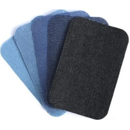 DenimBlue Firkantede strygelapper til jeans, 5-pak, 5x7,5 cm