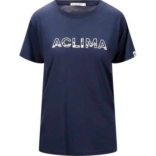 Aclima LightWool Logo T-Shirt Dame Navy Blaze M